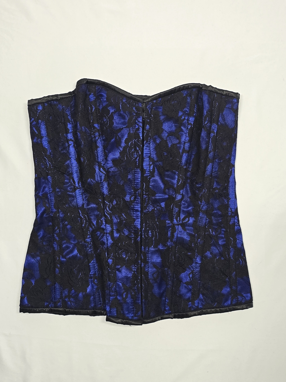 NWOT Lavish by Daisy Corsets Blue and Black Floral Lace Overbust Corset Size L
